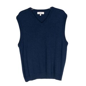 TURNBURY Blue Sweater Vest FINE MERINO WOOL‎ Size L